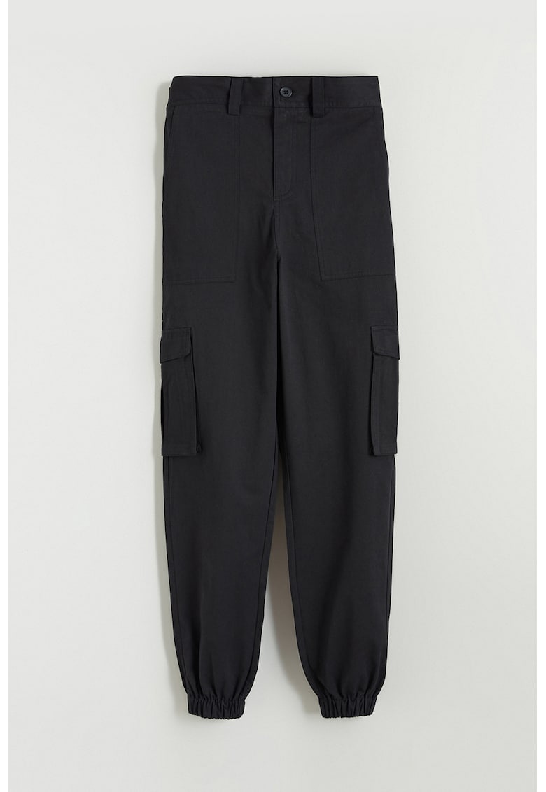 Pantaloni cargo conici - Negru stins