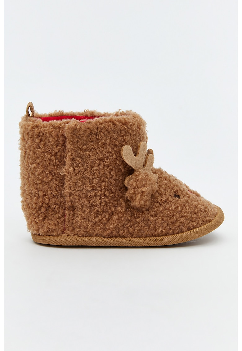 Botosei din blana shearling sintetica cu model ren