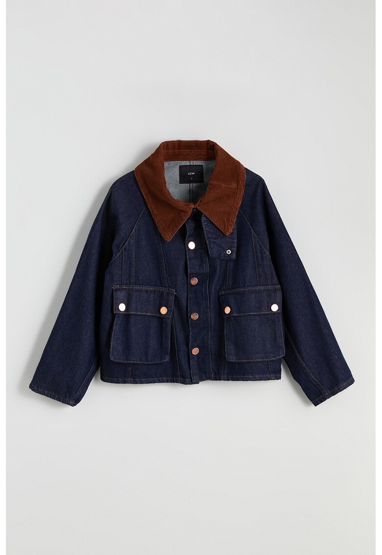 Jacheta supradimensionata de denim - Maro/Albastru indigo