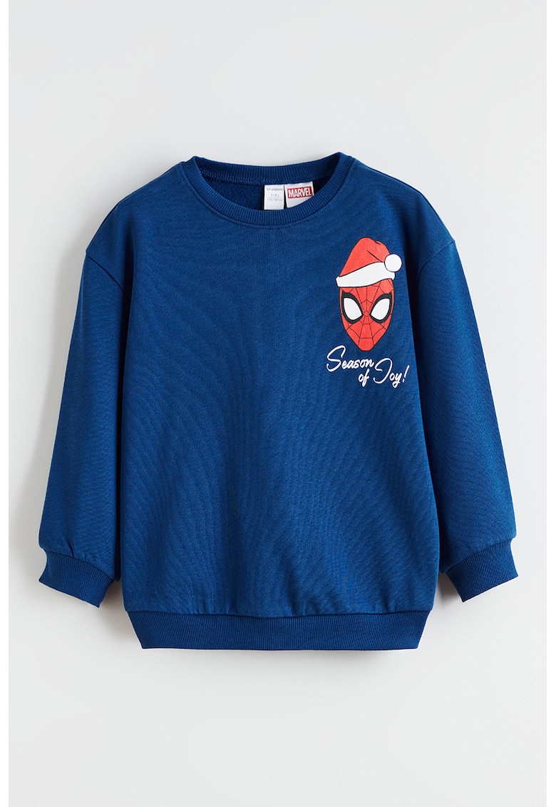 Bluza de trening din bumbac cu model Spider-Man de Craciun - Rosu/Albastru inchis