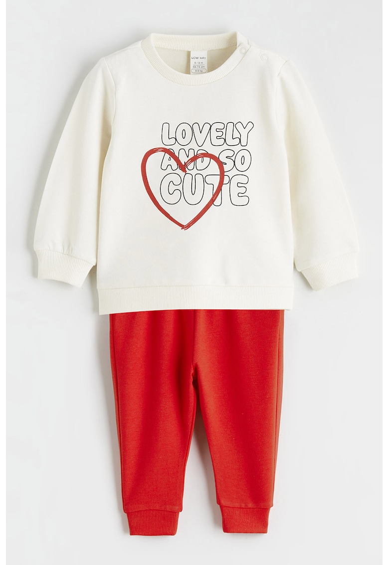 Pantaloni si bluza de trening din amestec de bumbac cu imprimeu - 2 piese