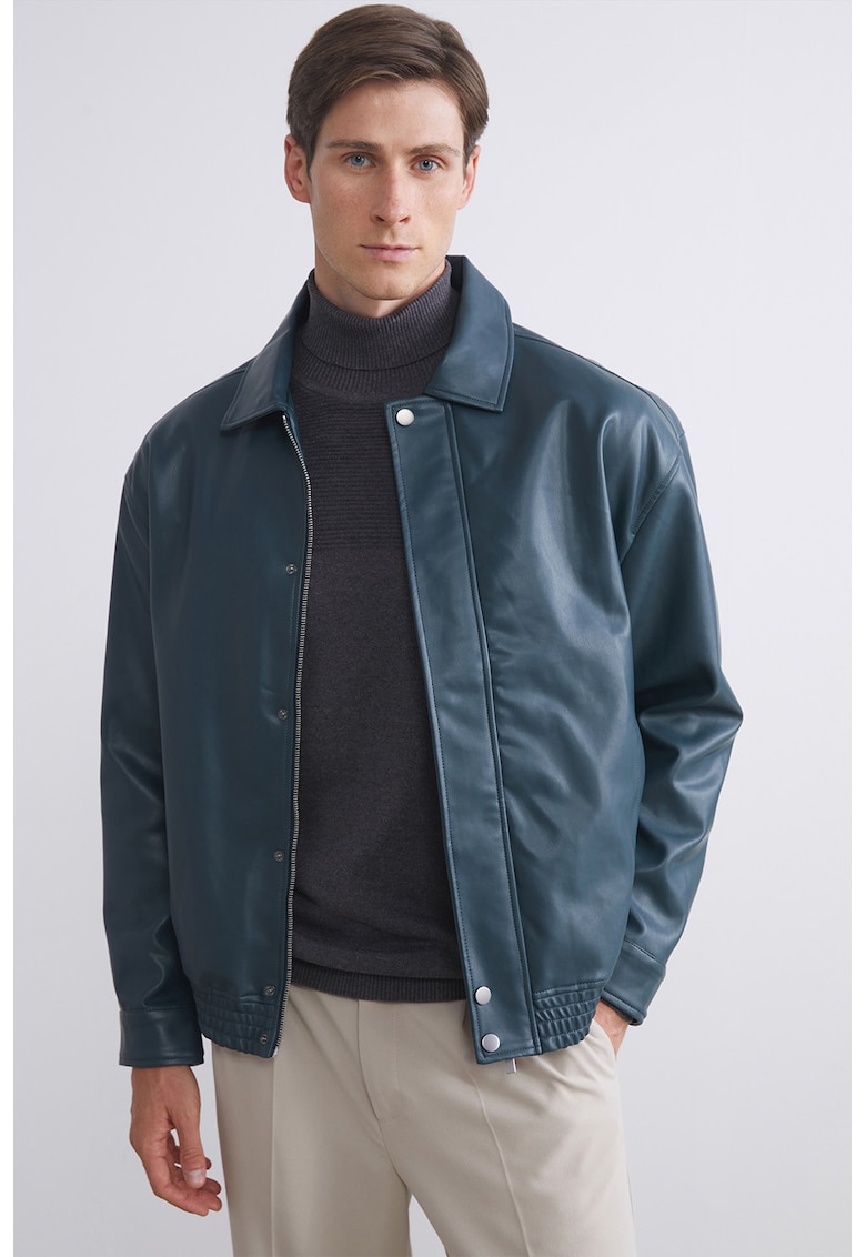 Jacheta regular fit de piele ecologica