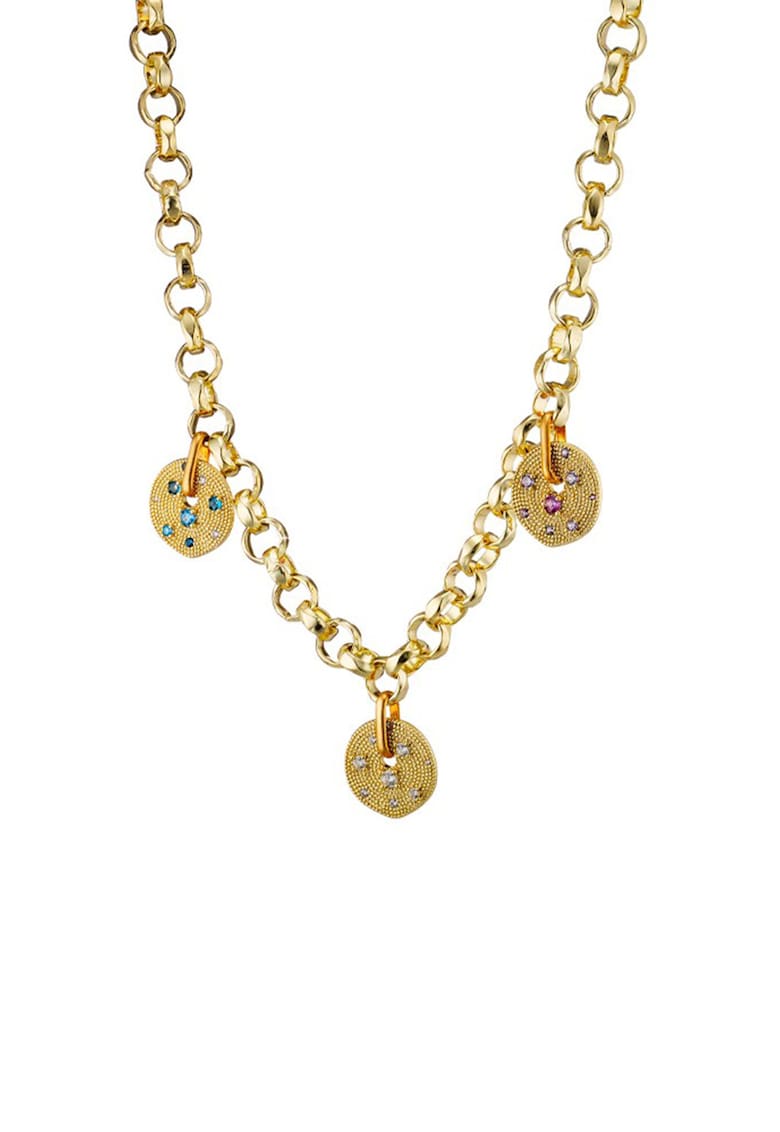 Colier tip lant placat cu aur de 18K si decorat cu zirconia