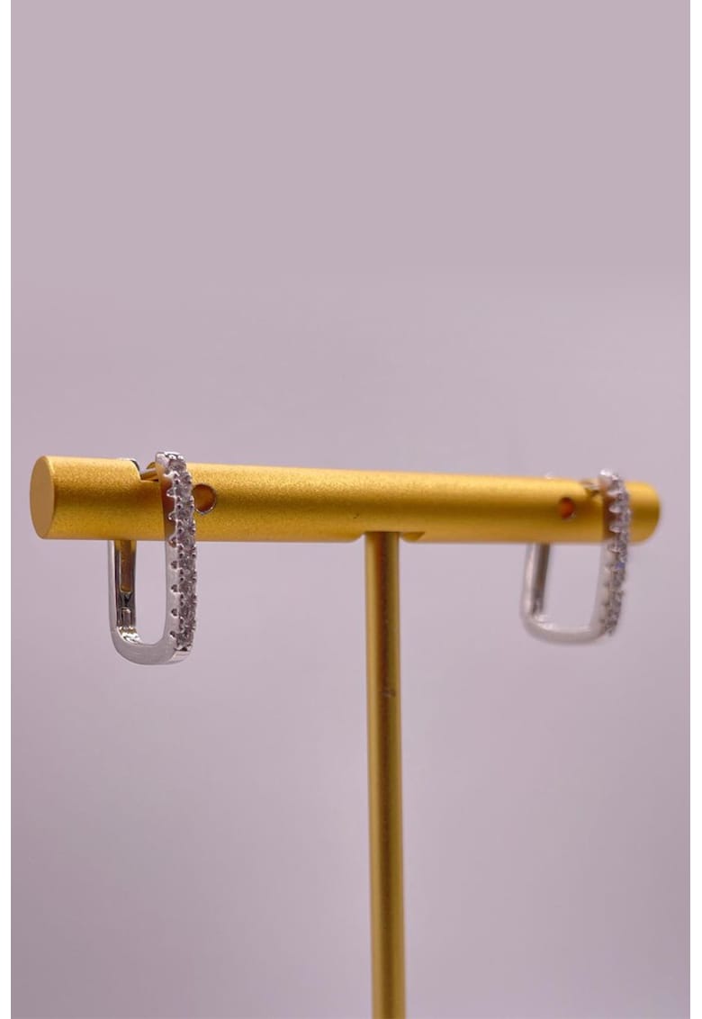 Cercei din argint cu zirconia - Argintiu