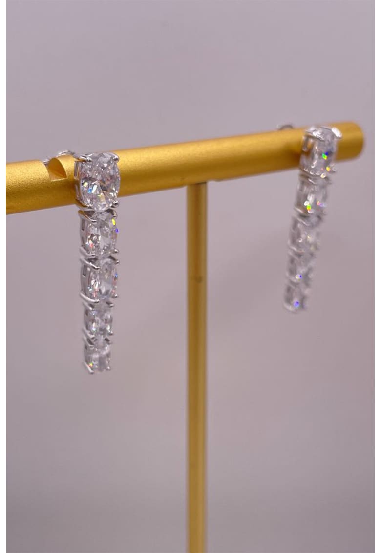 Cercei lungi din argint cu pietre zirconia