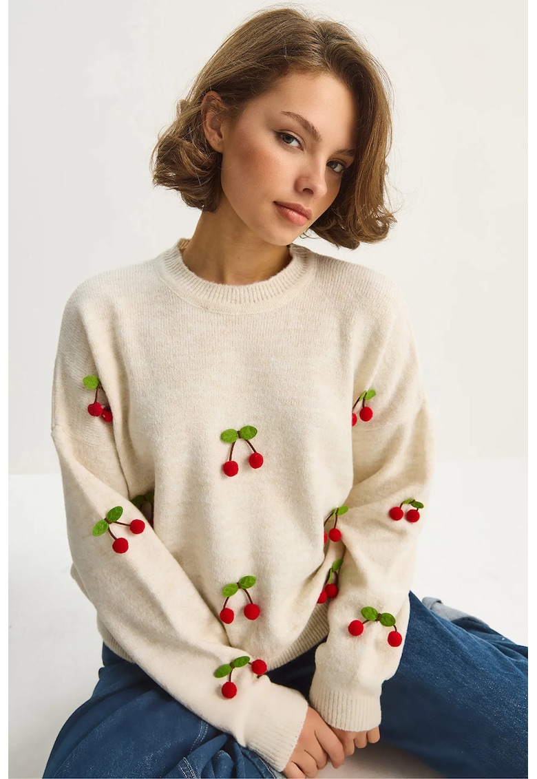 Pulovere dama - Pulover tricotat - Bej Natural - Tricot -