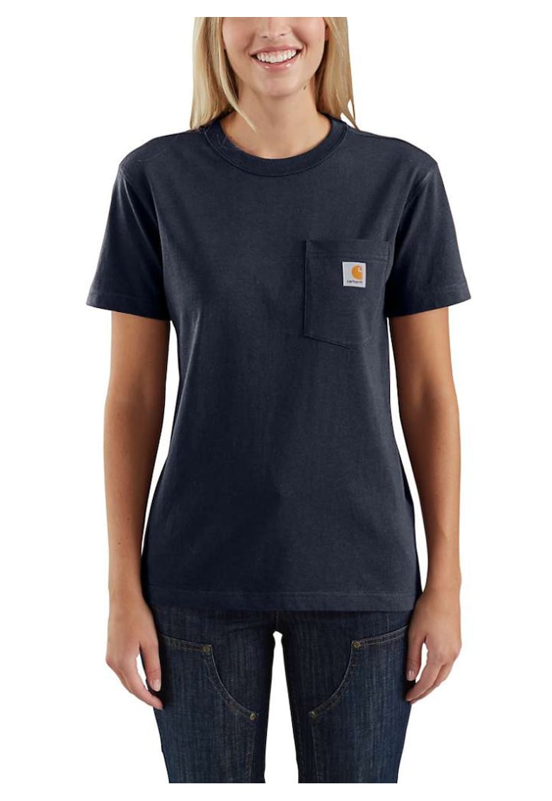 Tricou dama bumbac - buzunar - Bleumarin