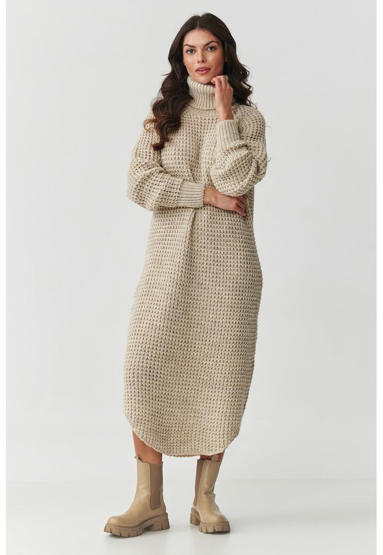 Rochie tip pulover cu guler rasucit -