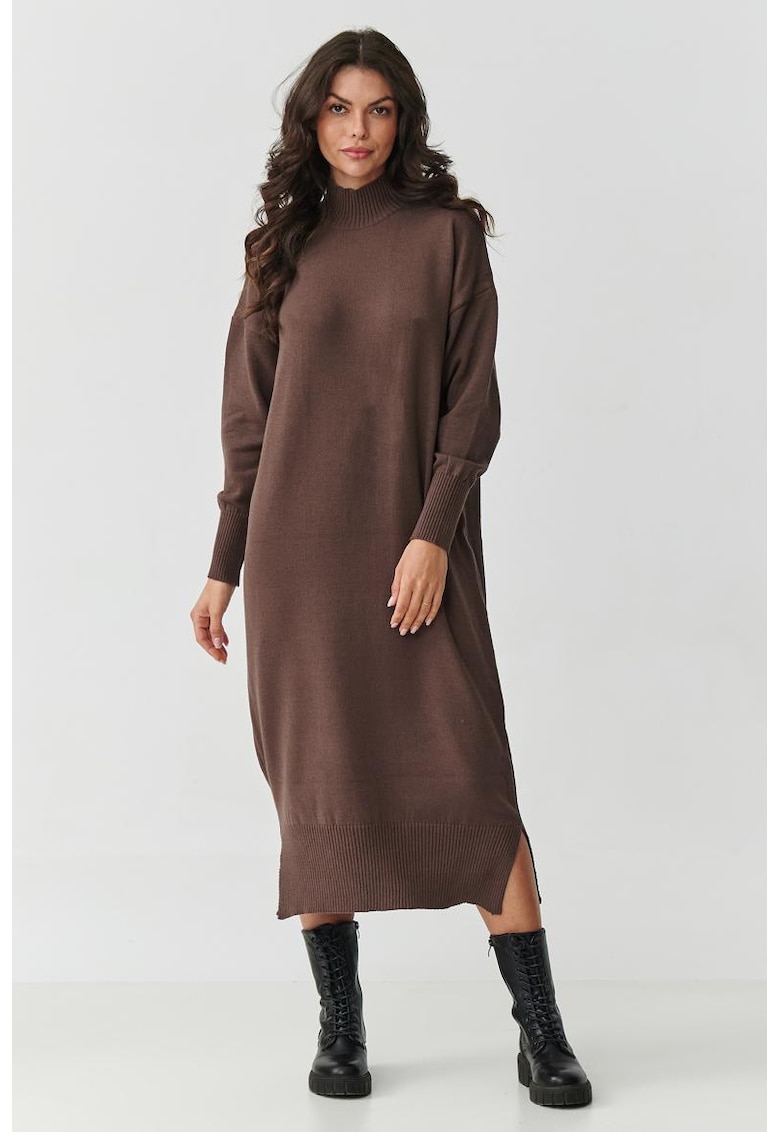 Rochie tip pulover cu guler rasucit -