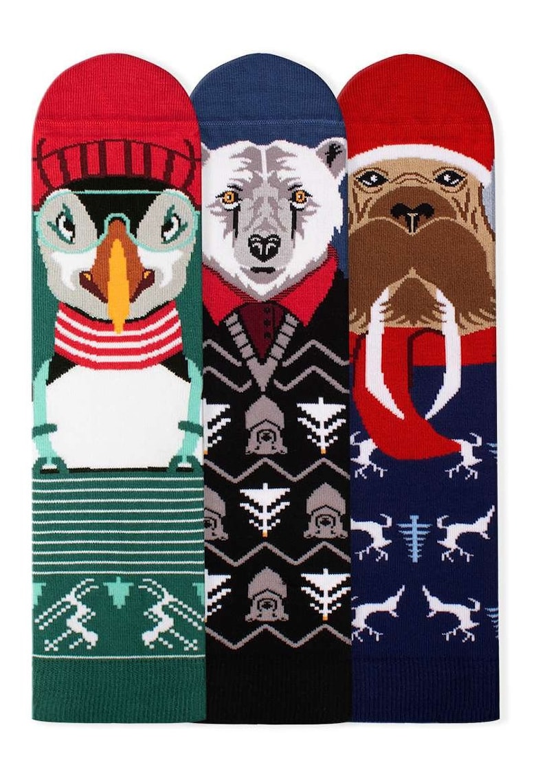 Cutie cu 3 perechi de sosete din bambus Craciunul Polar