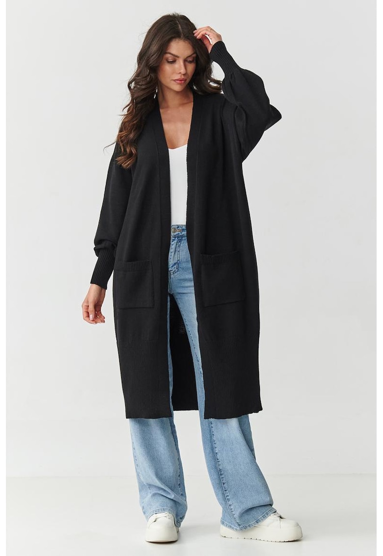 Cardigan supradimensionat cu buzunare aplicate -