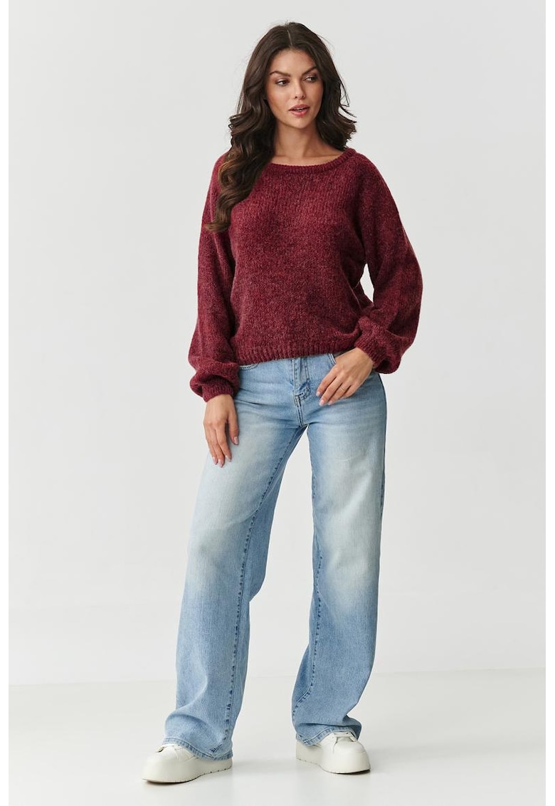 Pulover din amestec de lana si mohair cu decolteu rotund -