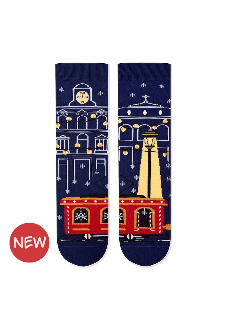 Sosete Arty Socks de Craciun din bumbac Tramvai Albastru