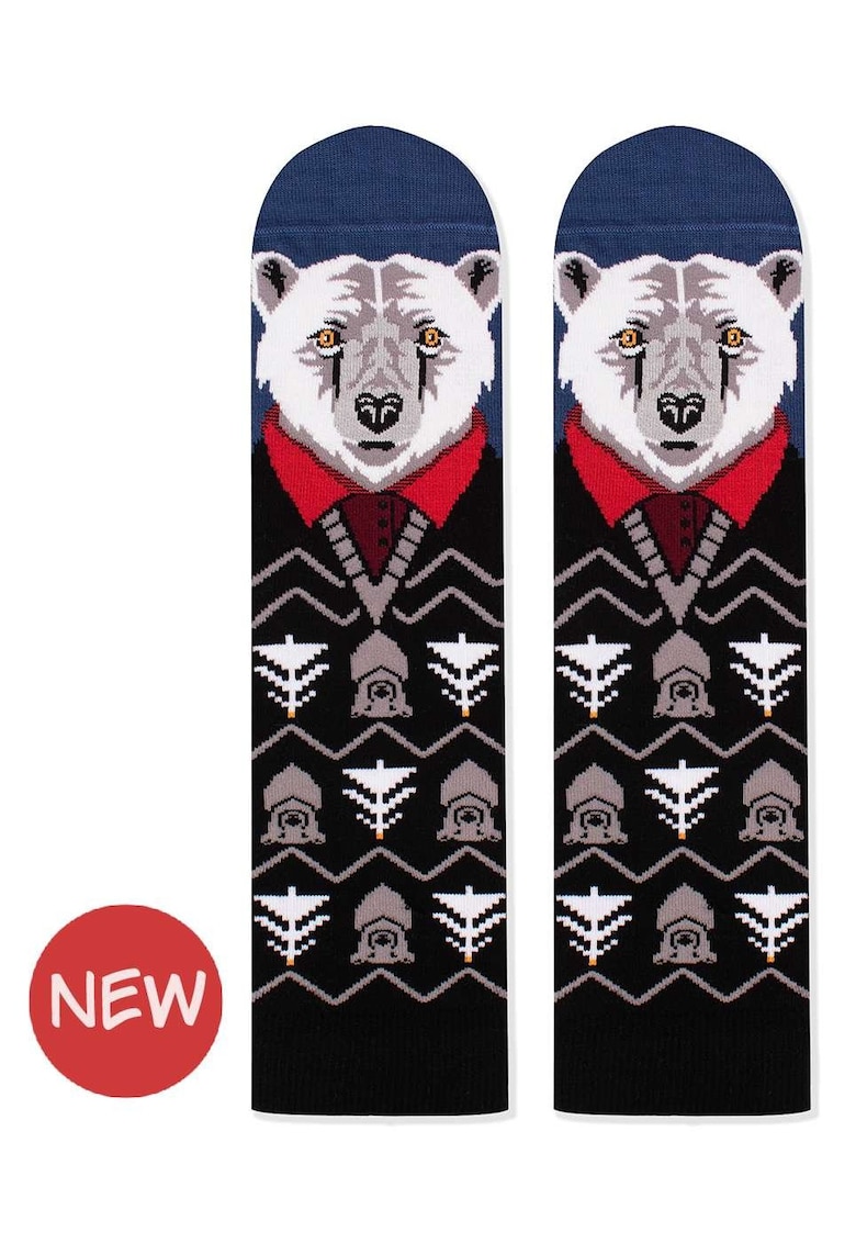 Sosete de Craciun din bambus Craciunul Polar Urs Polar Negru