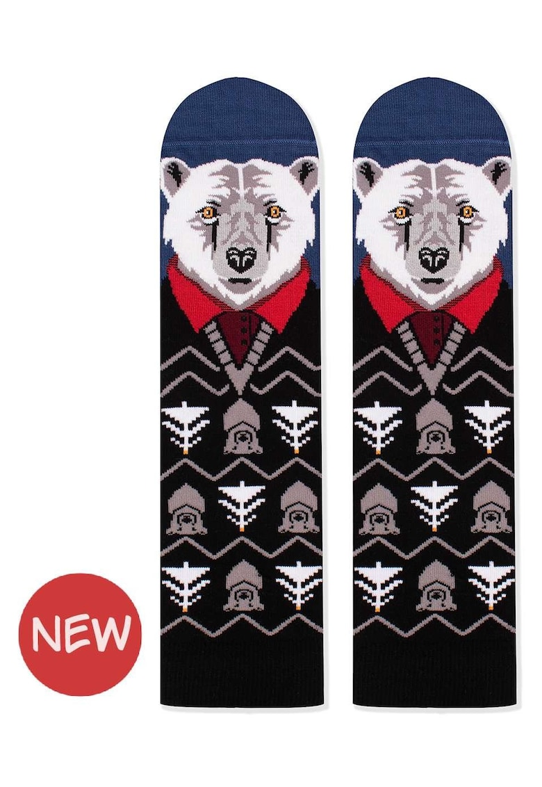 Sosete de Craciun din bambus Craciunul Polar Urs Polar Negru