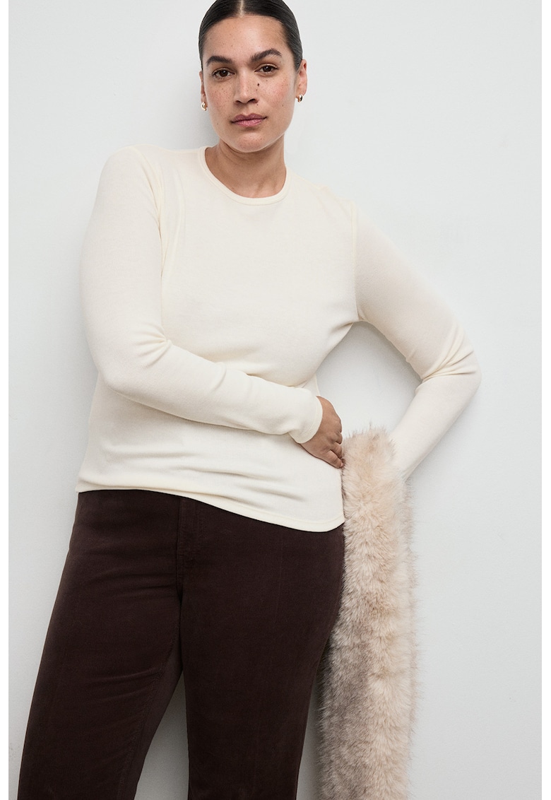 Bluza slim-fit cu striatii - Alb