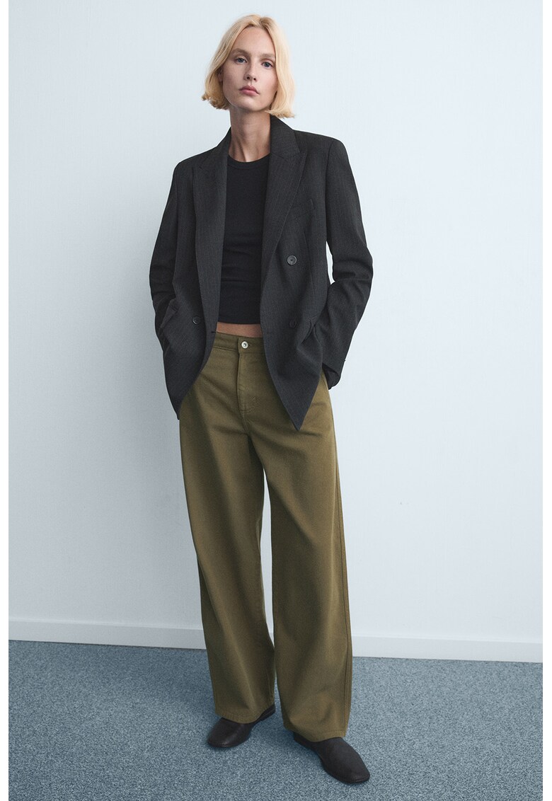 Blugi drepti cu talie joasa - Kaki inchis