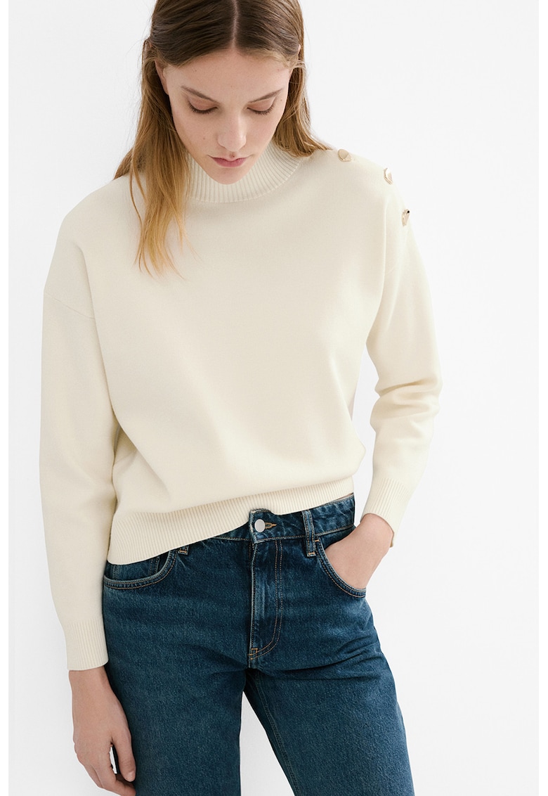 Pulover lejer cu model uni - Bej