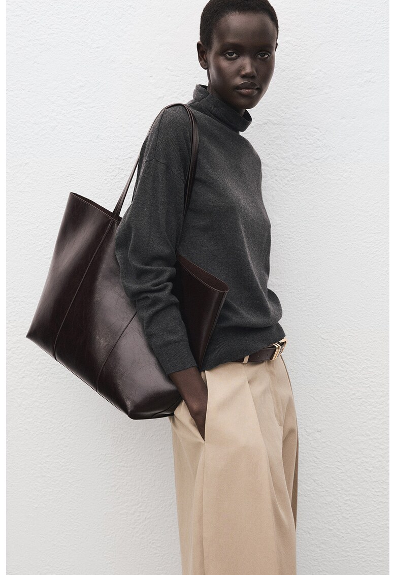 Pulover lejer din amestec de lana cu model uni - Gri inchis