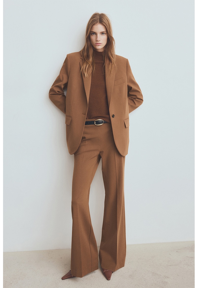 Pantaloni cu croiala ampla si talie medie - Maro