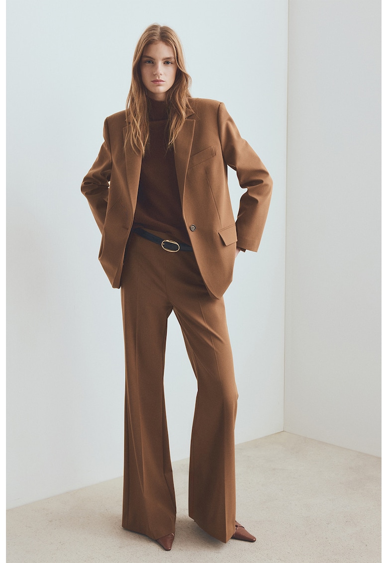 Sacou uni cu croiala lejera - Maro camel