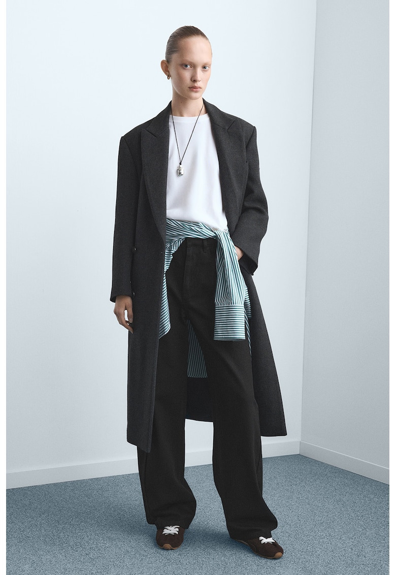 Blugi cu croiala ampla si talie medie - Negru