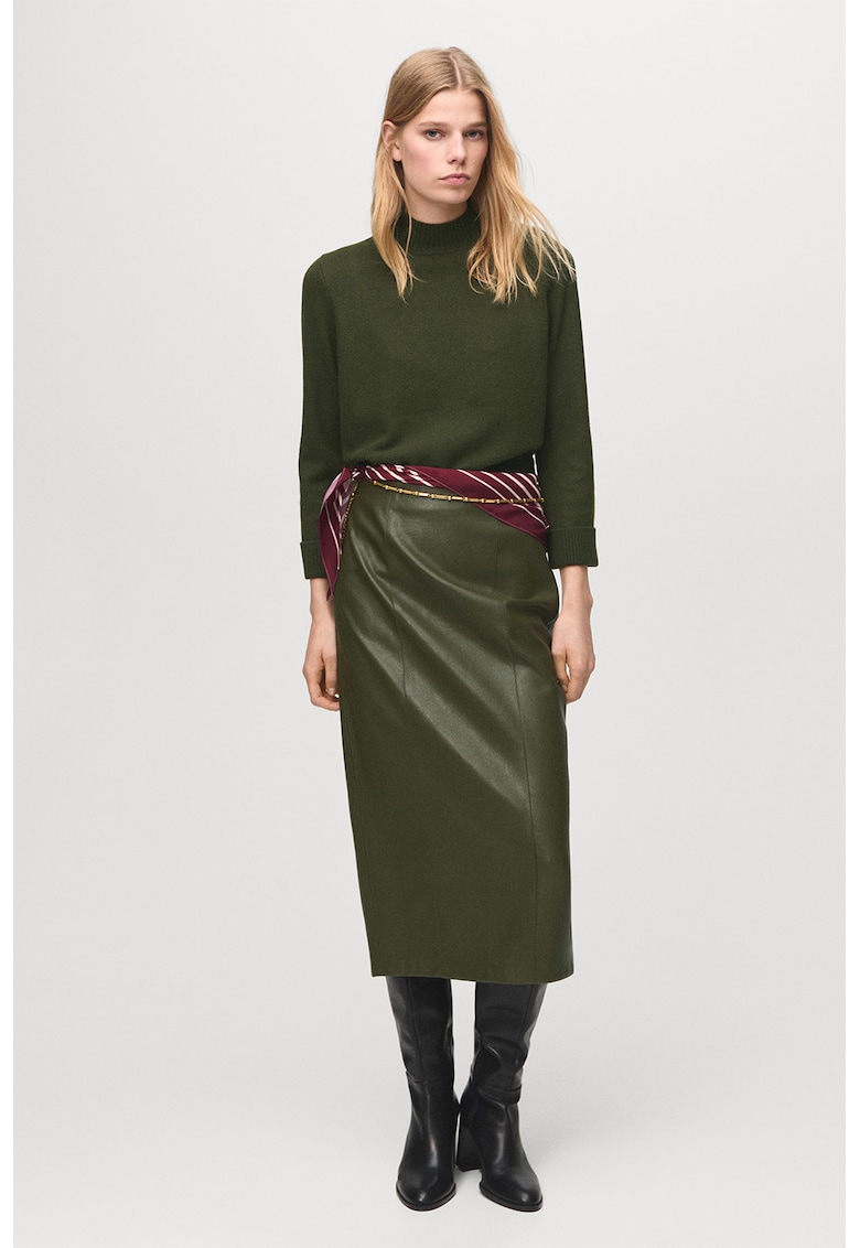 Pulover regular-fit cu model uni - Verde inchis