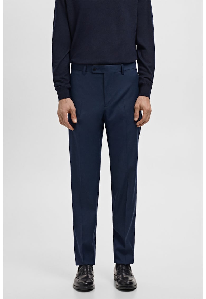 Pantaloni eleganti cu croiala dreapta - Bleumarin