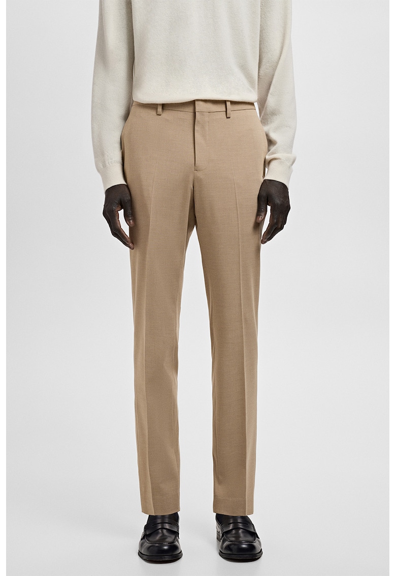 Pantaloni eleganti cu croiala dreapta - Bej deschis