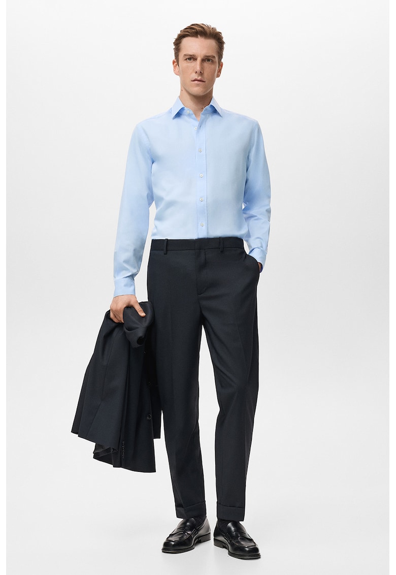 Camasa slim-fit cu mansete cu nasturi - Albastru pastel