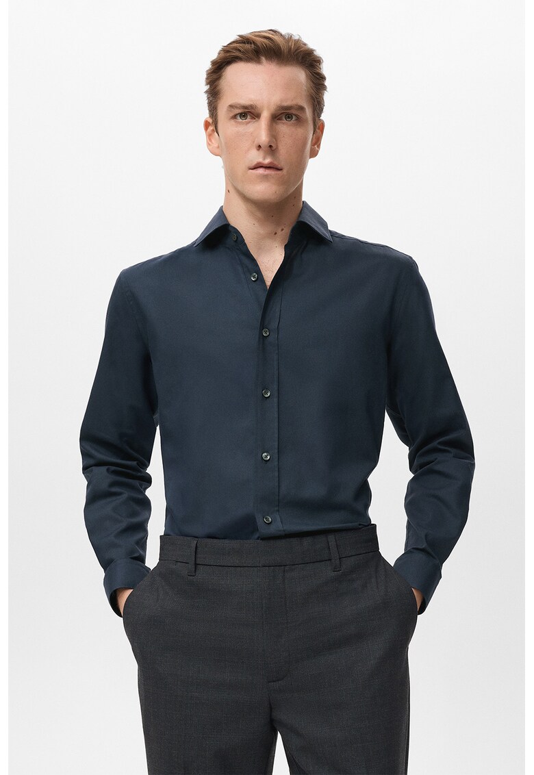 Camasa slim-fit cu mansete cu nasturi - Albastru inchis