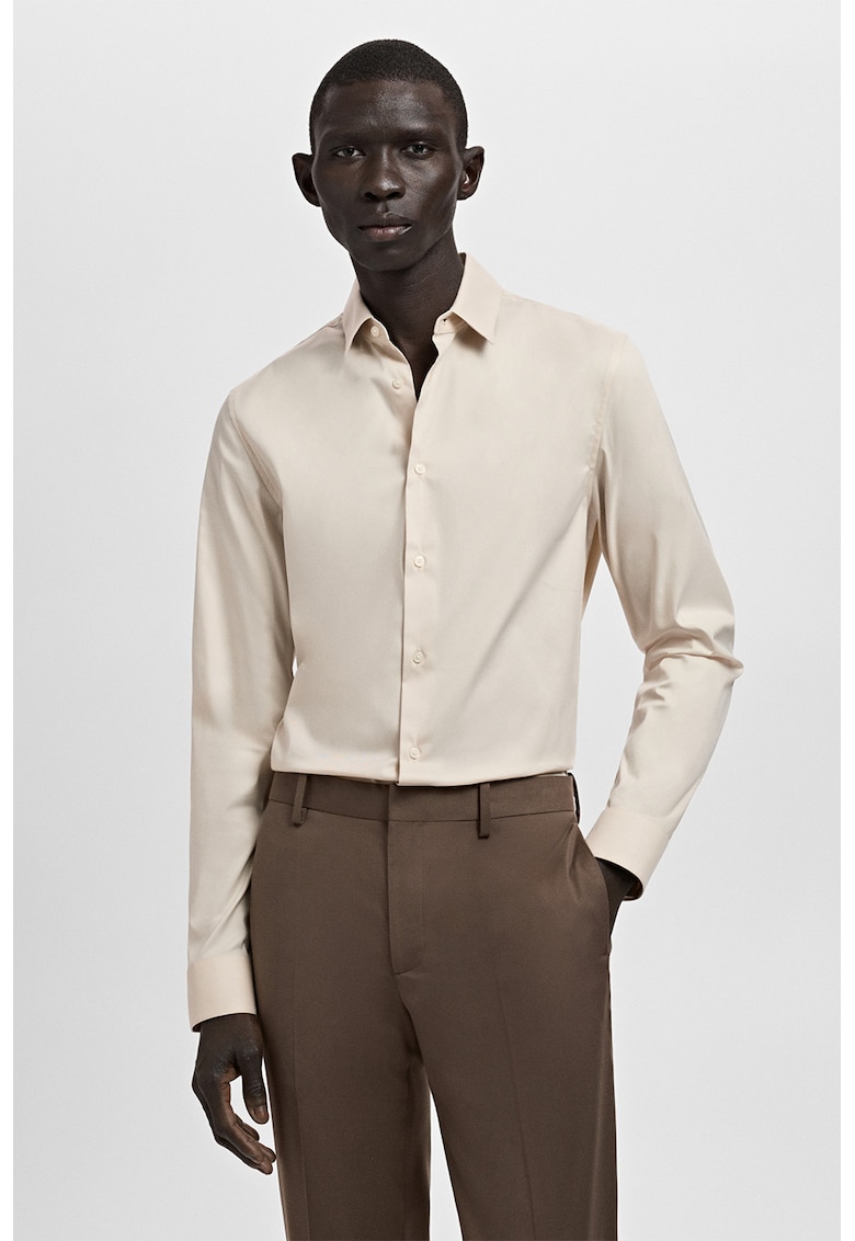 Camasa slim fit cu guler clasic - Alb murdar