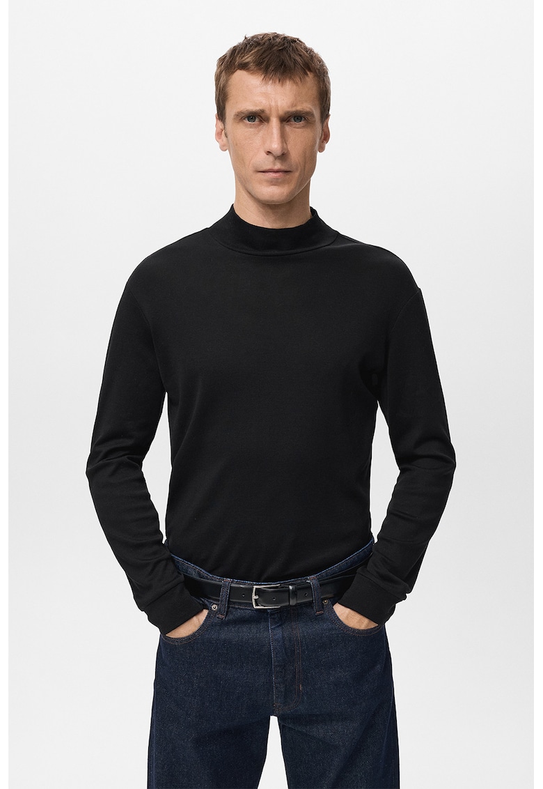 Bluza cu guler scurt - Negru
