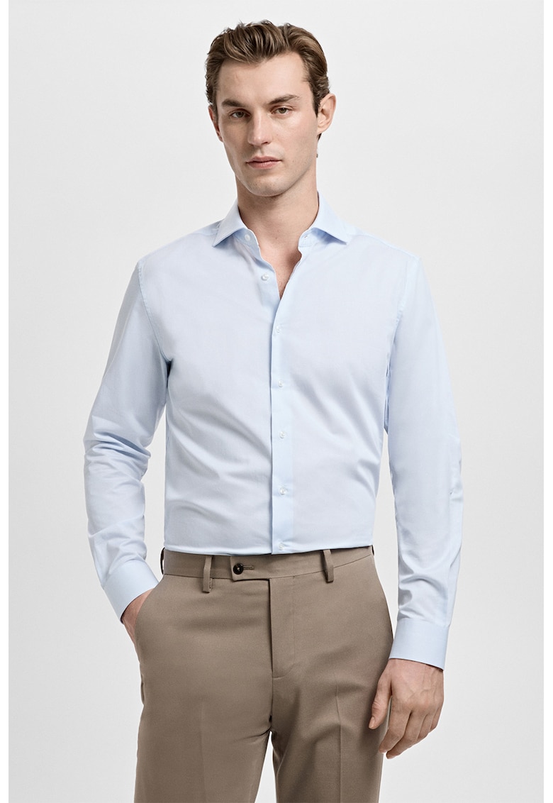 Camasa slim-fit din bumbac - Albastru azur
