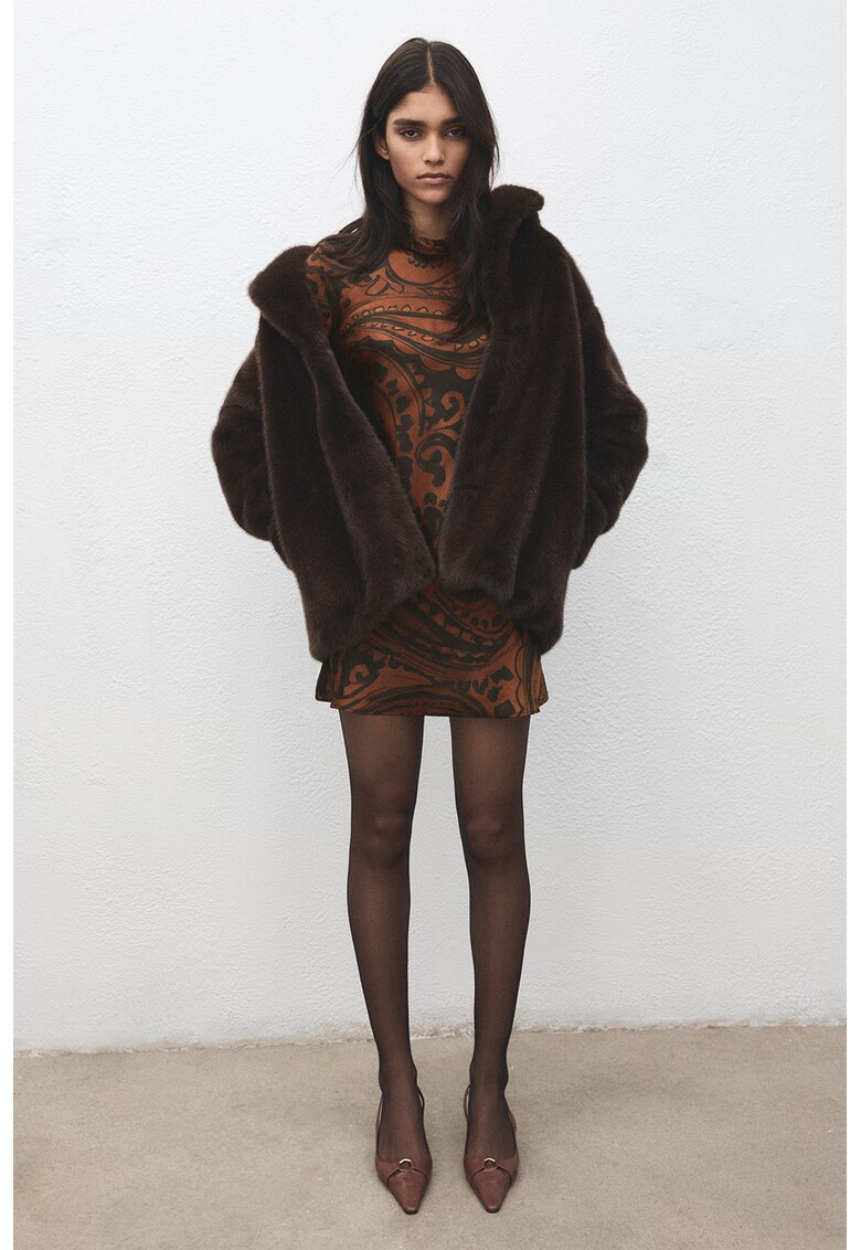 Rochie cu maneci lungi Pinred - Negru/Portocaliu stins