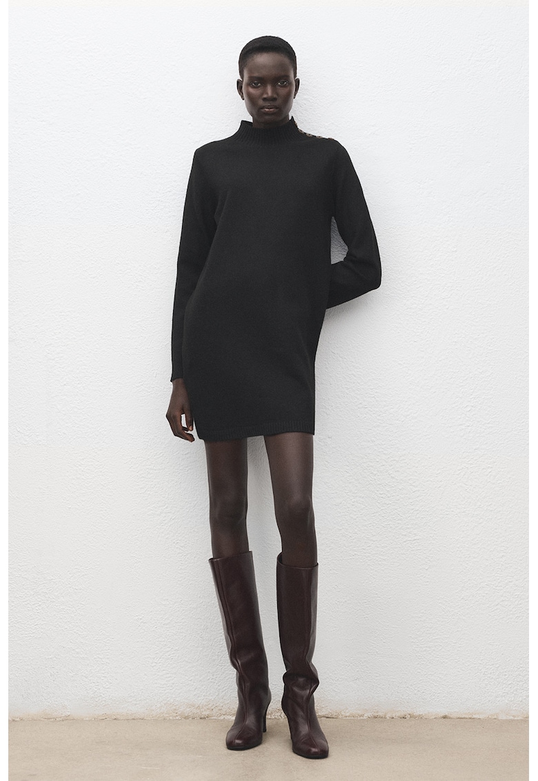 Rochie scurta cu maneci lungi - Negru stins