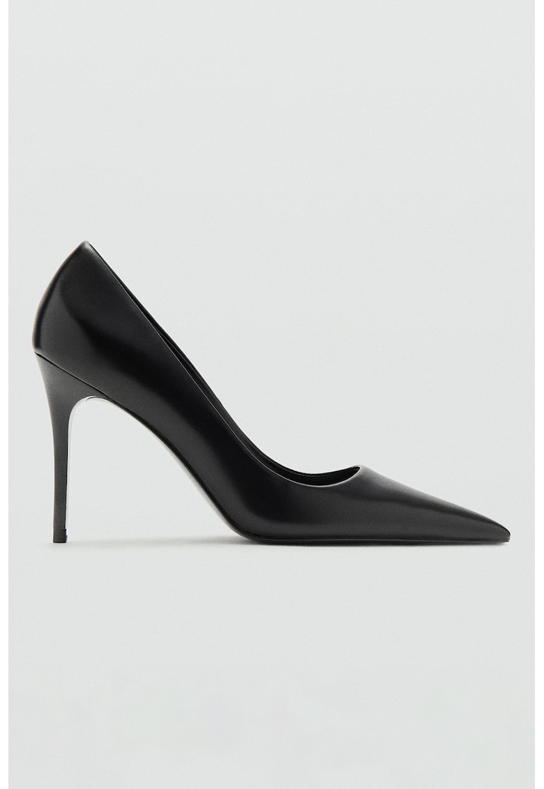 Pantofi din piele ecologica cu toc stiletto - Negru