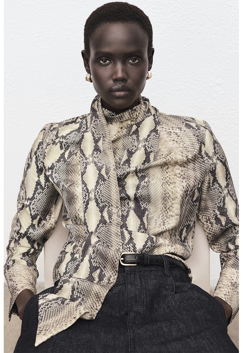 Bluza cu animal print - Gri/Bej deschis