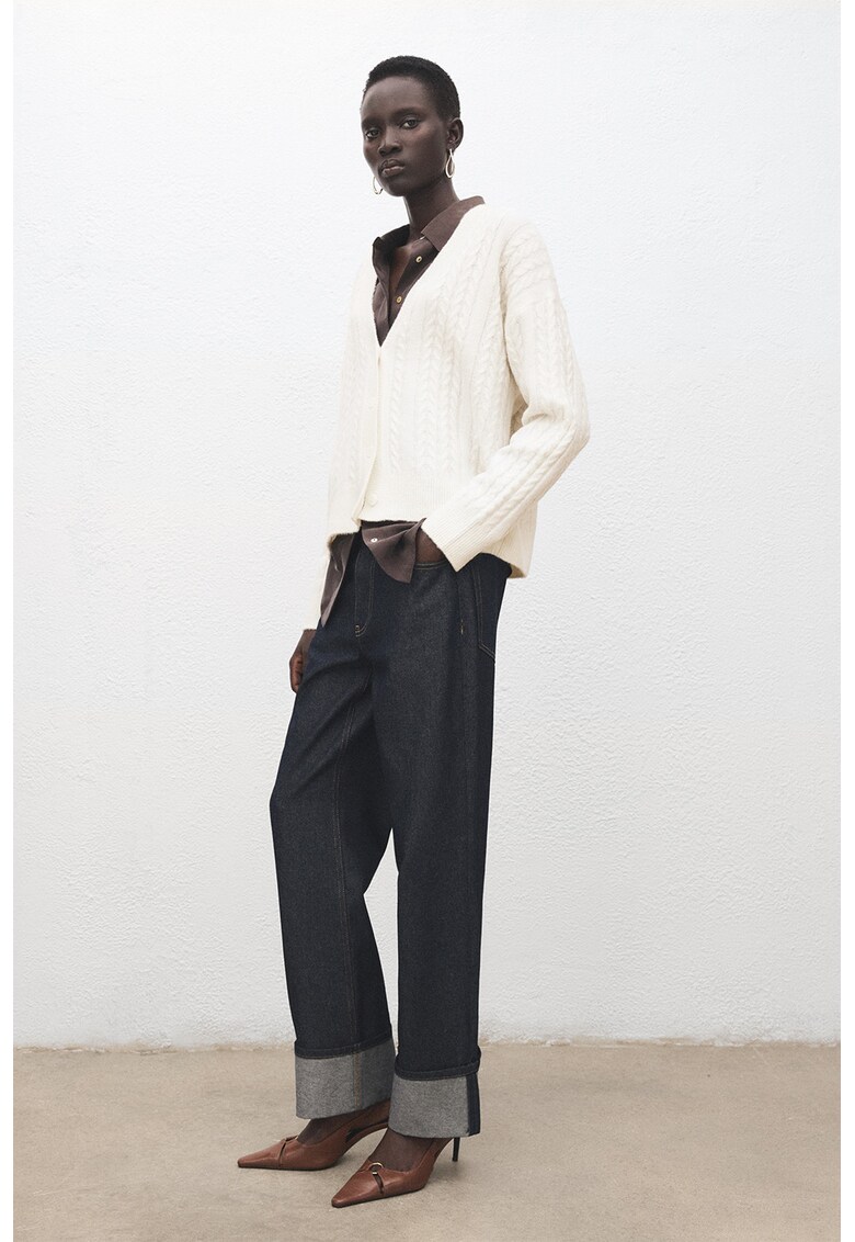 Cardigan din amestec de lana - Crem