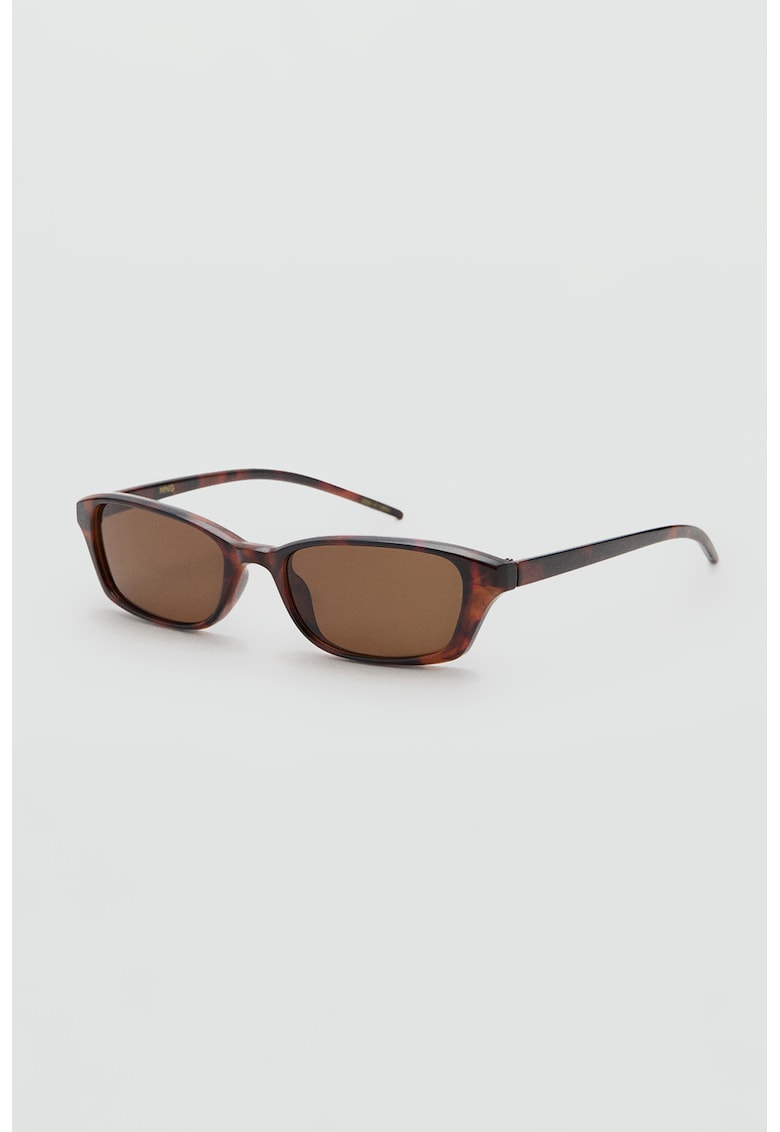 Ochelari de soare dreptunghiulari cu animal print - Maro inchis/Portocaliu
