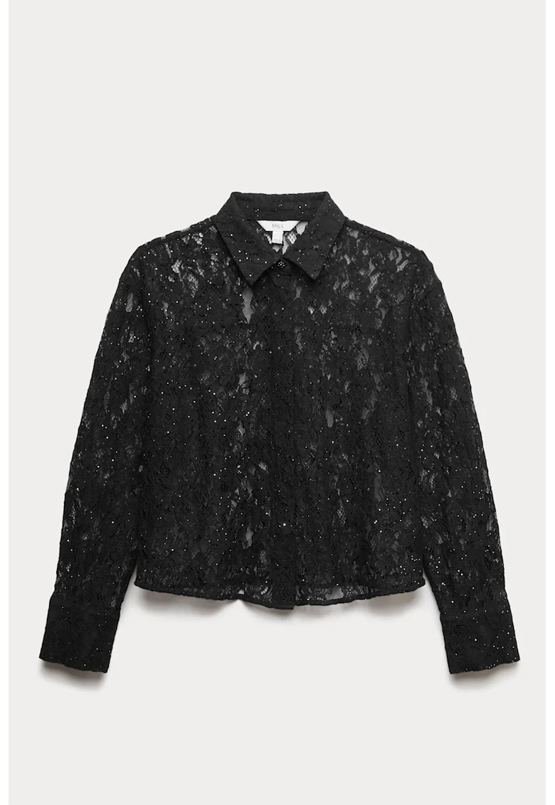 Camasa din dantela cu aplicatii cu strasuri
