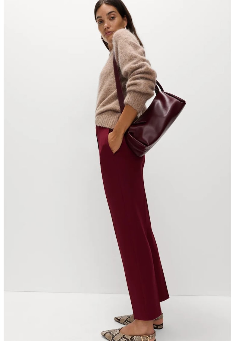 Pantaloni conici cu pliuri - Rosu inchis