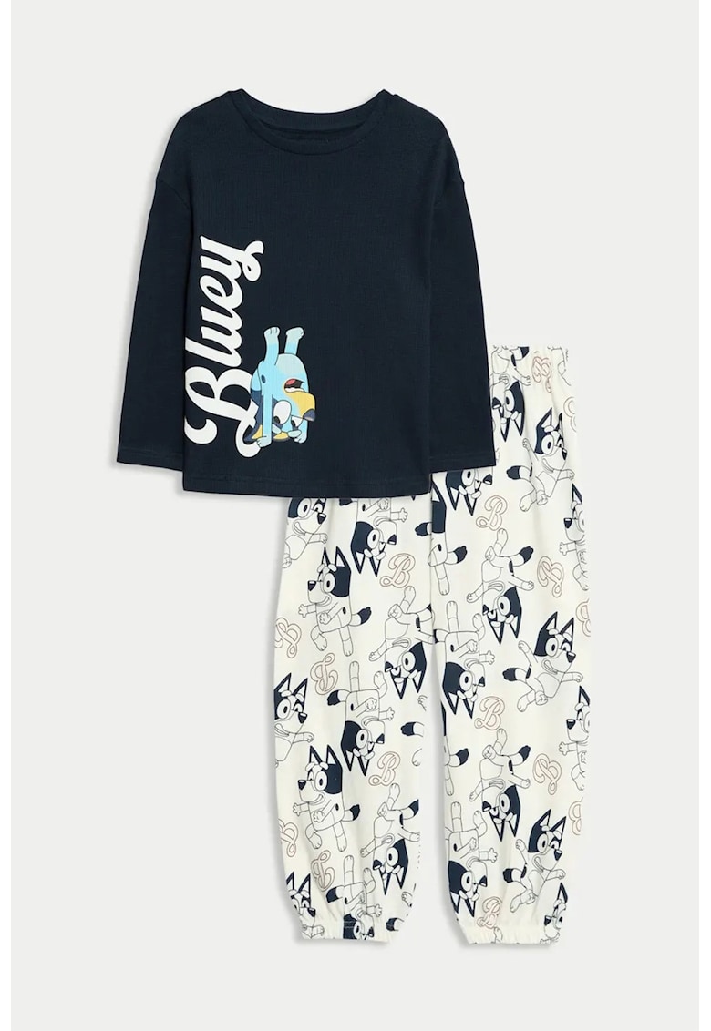 Marks Spencer Pijama lunga cu model Bluey - Alb/Bleumarin