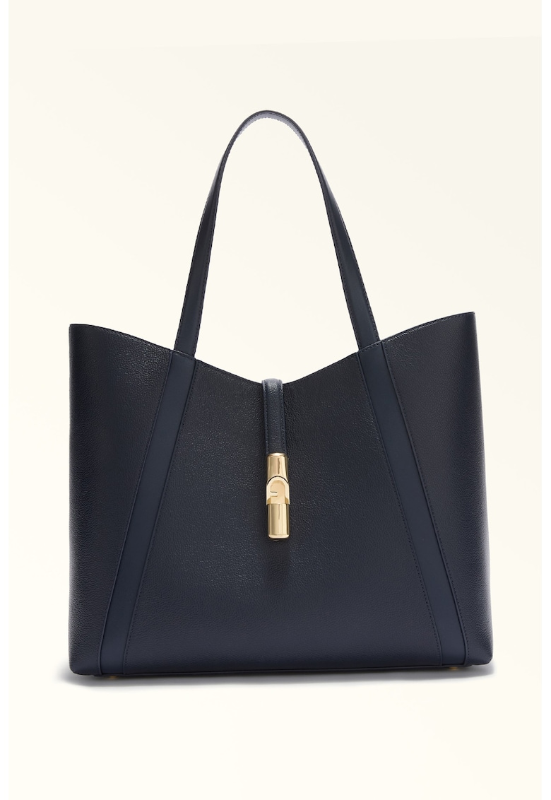 Geanta tote de piele Goccia - Albastru ultramarin