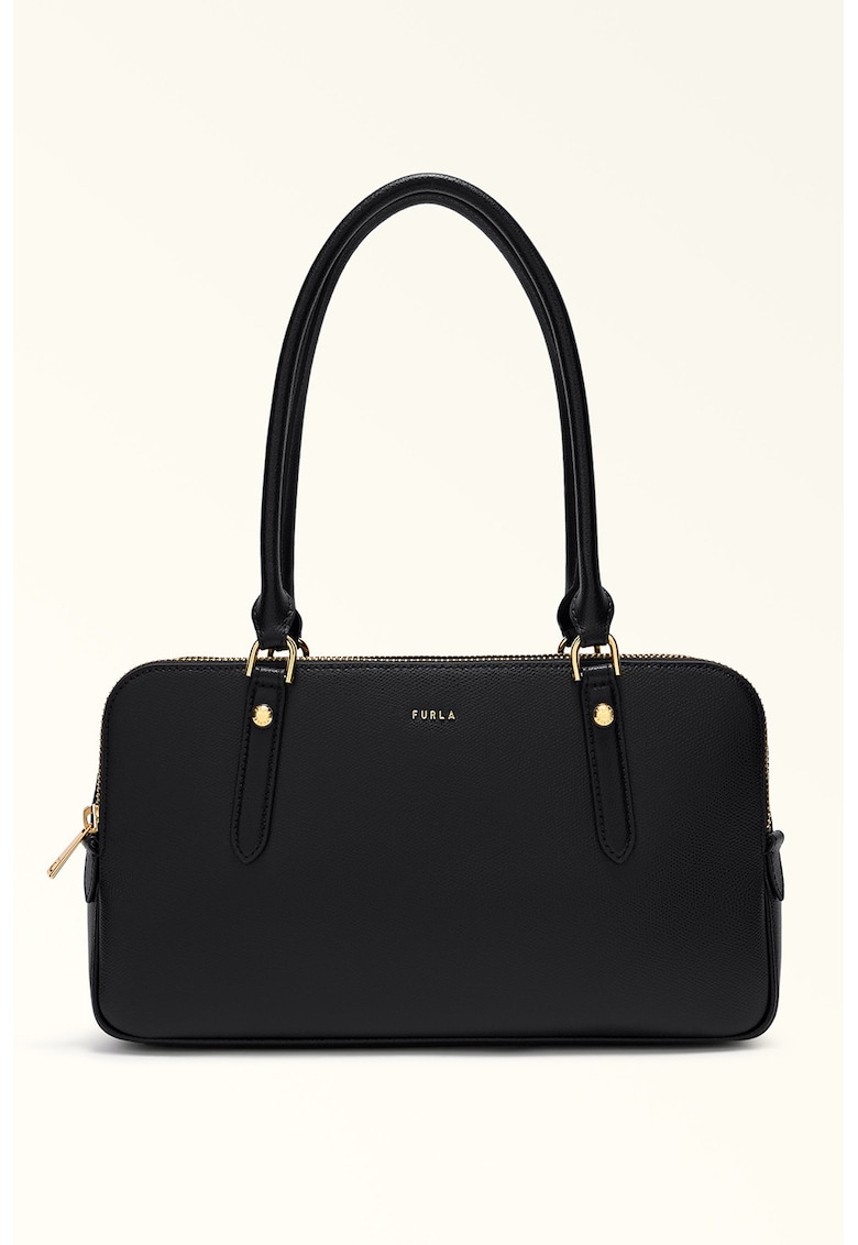 Geanta din piele cu maner Boston - Negru