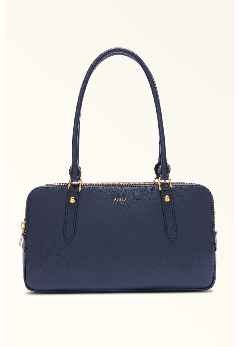 Geanta din piele cu maner Boston - Bleumarin