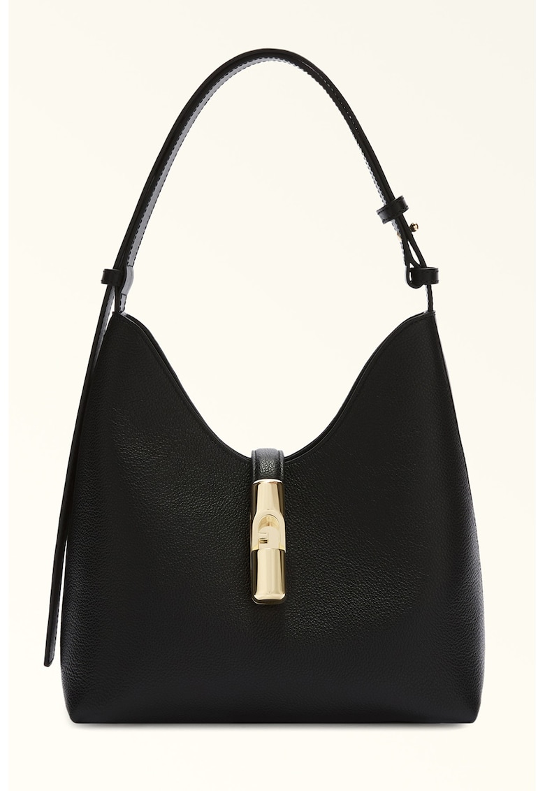 Geanta hobo din piele cu detaliu metalic Goccia - Negru