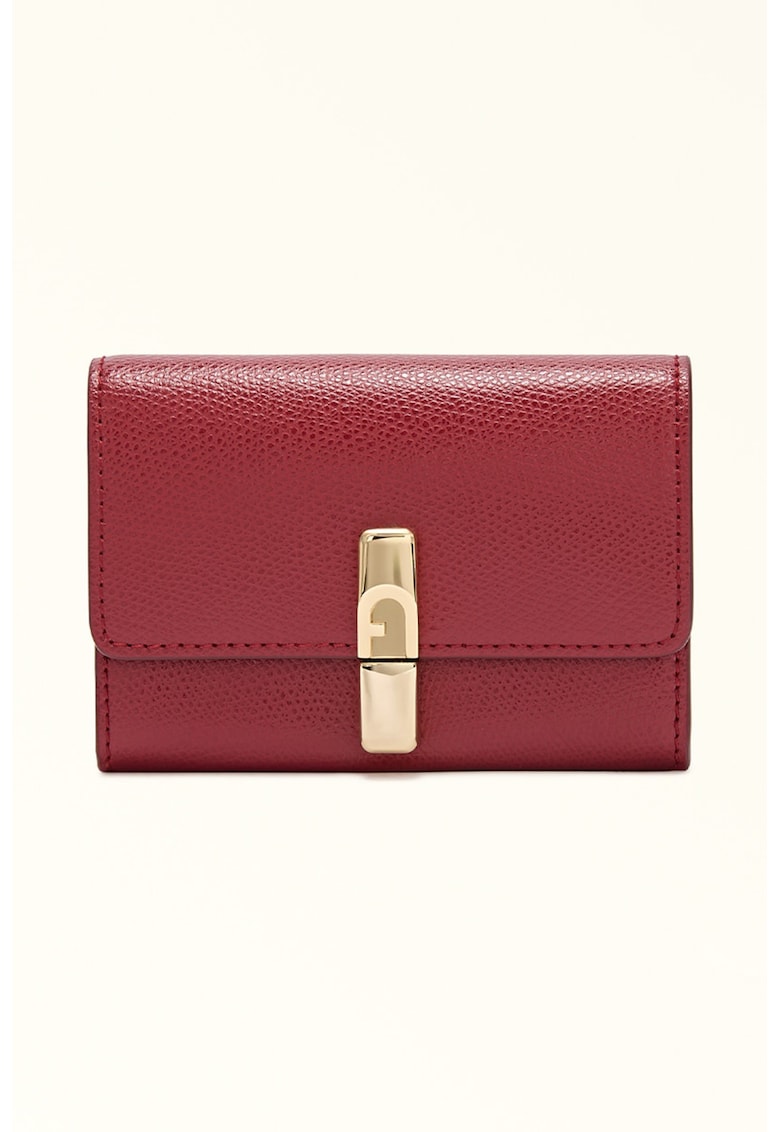 Portofel din piele cu clapa - Rosu inchis