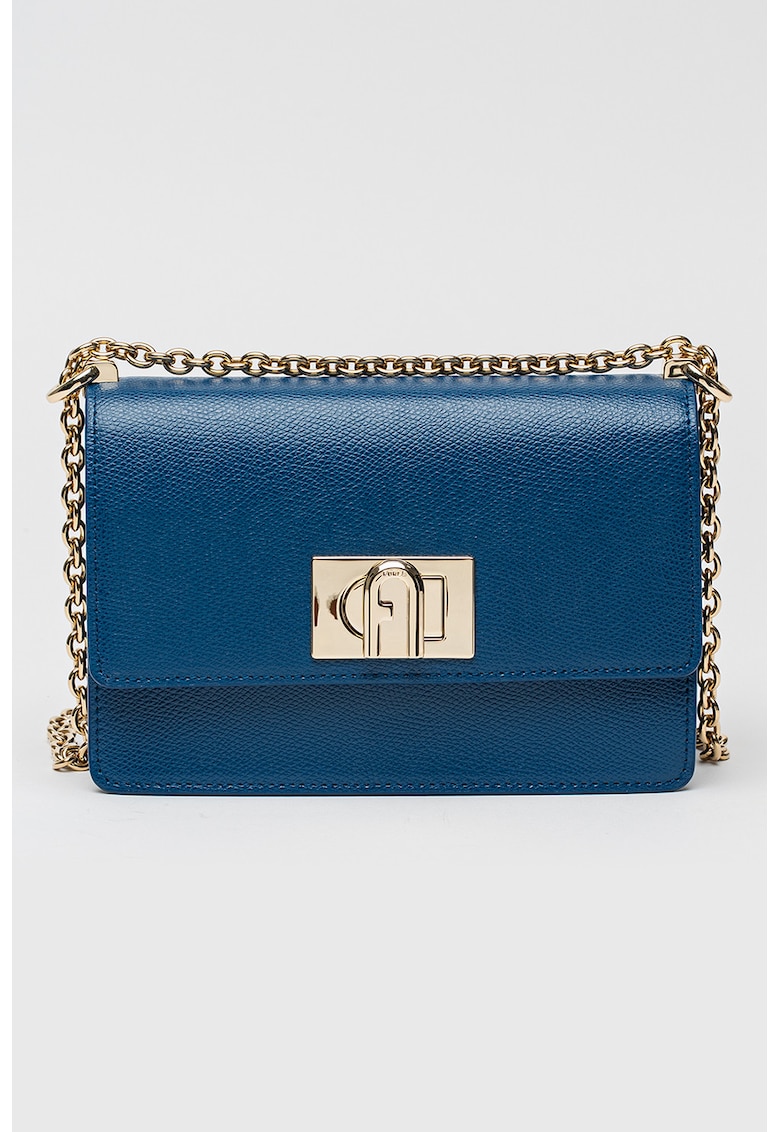 Furla Geanta crossbody din piele cu bareta din lant 1927 - Albastru ultramarin