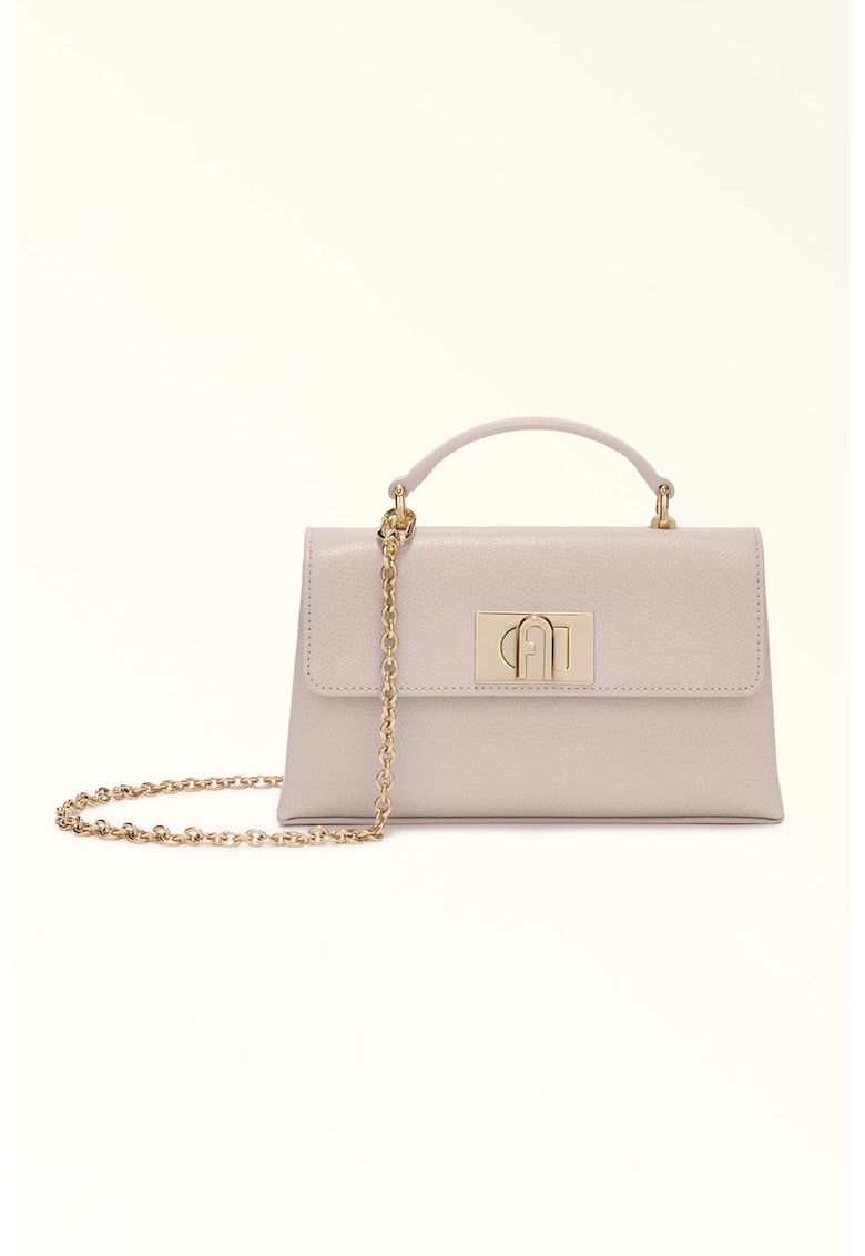 Geanta crossbody din piele cu bareta din lant si clapa 1927 - Roz deschis